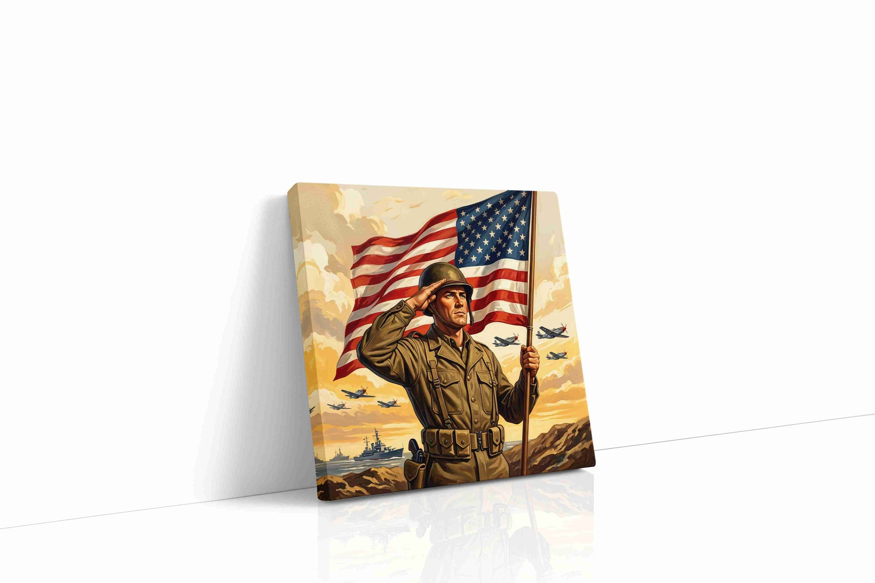 Stars Over Valor Shore canvas wall art displayed above a sofa in a modern living room
