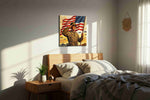 Stars Over Valor Shore canvas wall art displayed above a bed in a styled bedroom scene