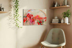 Crimson Bloom After the Storm poppy canvas wall art shown hanging in a sleek modern interior