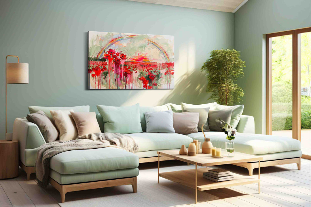 Crimson Bloom After the Storm - Poppy Wall Art, Floral Canvas Print, Flower Decor