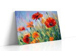 Crimson Poppies in Blue Haze poppy canvas wall art gallery-wrapped landscape canvas studio shot