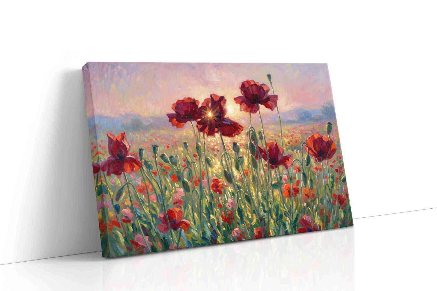 Ember Bloom Serenade poppy canvas wall art gallery-wrapped landscape canvas studio shot