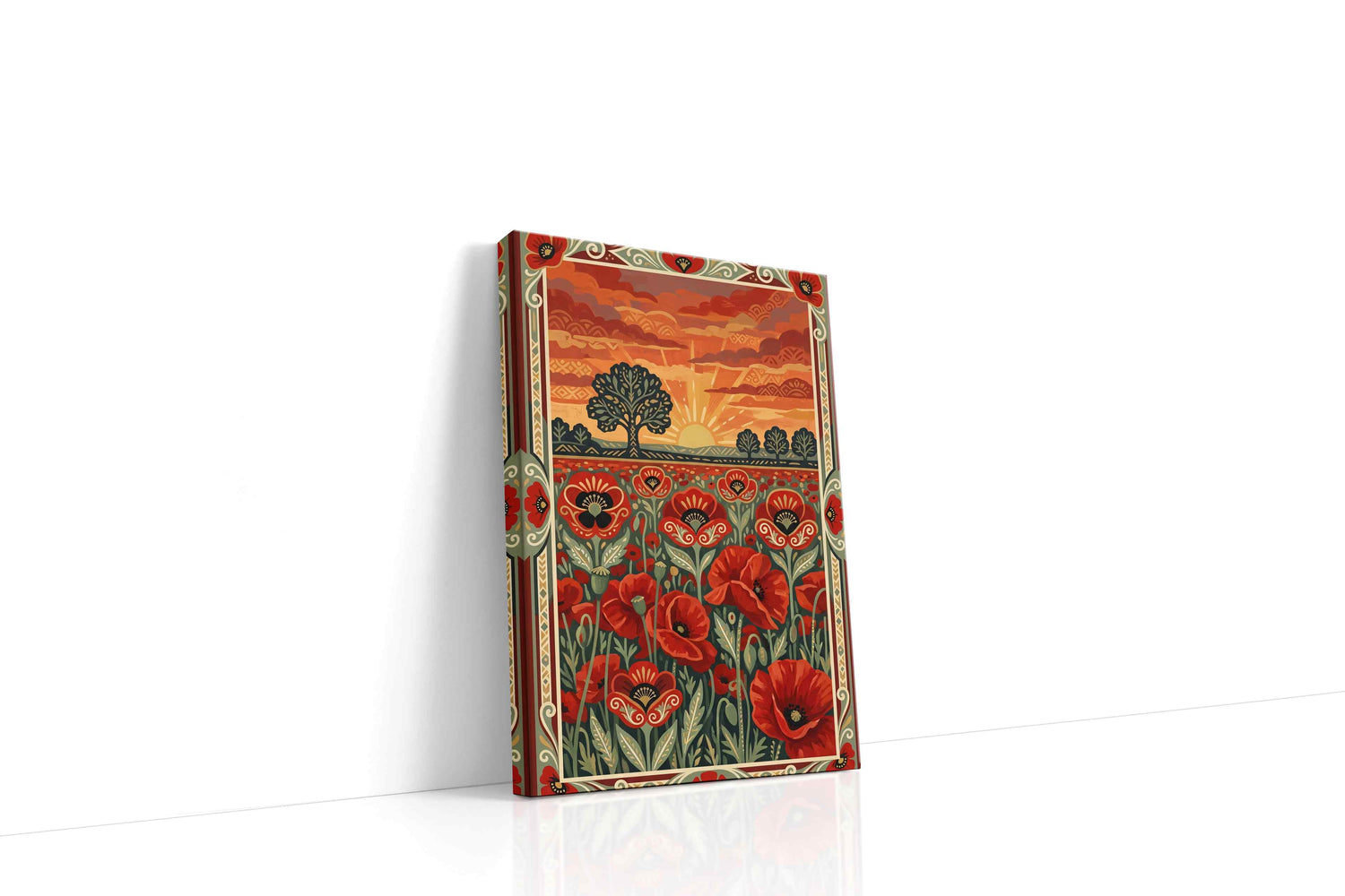 Ember Poppy Sunrise poppy canvas wall art gallery-wrapped portrait canvas studio shot