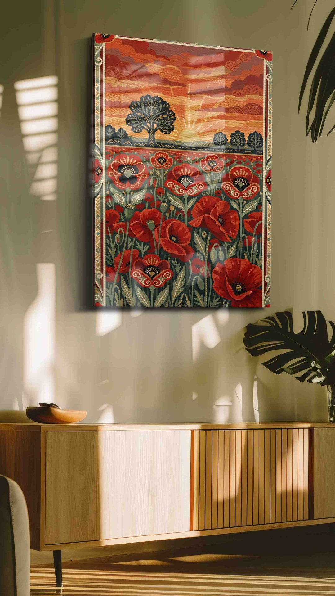Ember Poppy Sunrise - Poppy Wall Art, Floral Canvas Print, Flower Decor