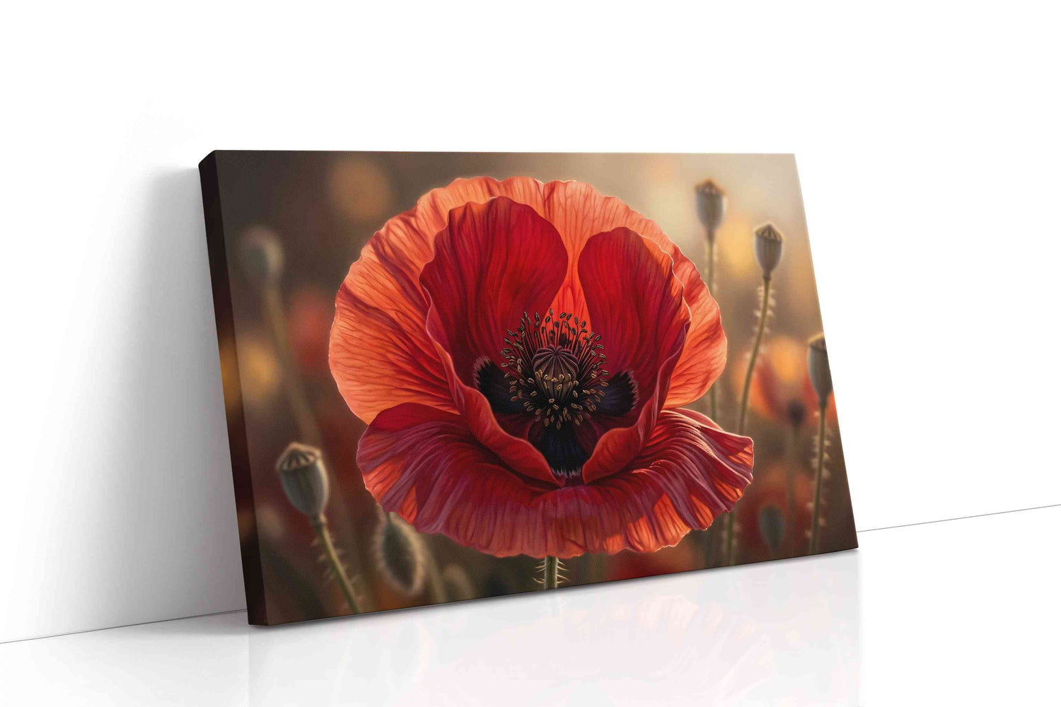 Ember Veil Poppy poppy canvas wall art gallery-wrapped landscape canvas studio shot