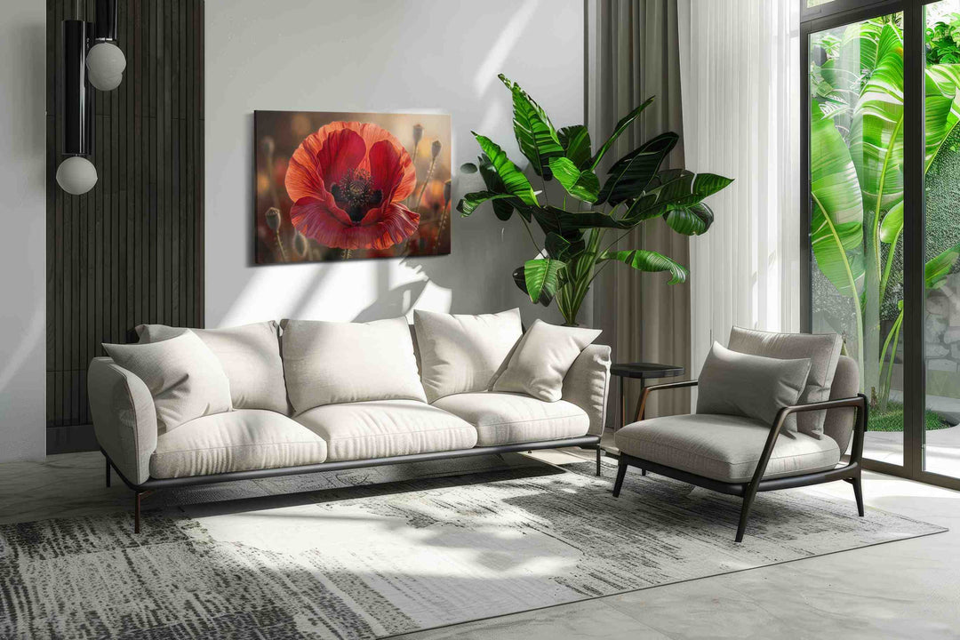 Ember Veil Poppy - Poppy Wall Art, Floral Canvas Print, Flower Decor