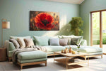 Ember Veil Poppy poppy canvas wall art shown hanging in a styled interior
