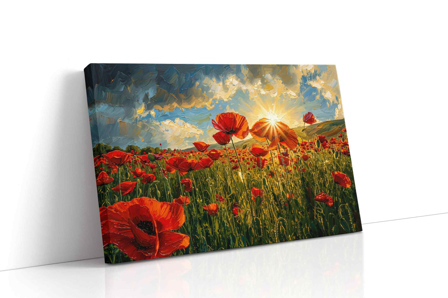 Emberfield at First Light poppy canvas wall art gallery-wrapped landscape canvas studio shot