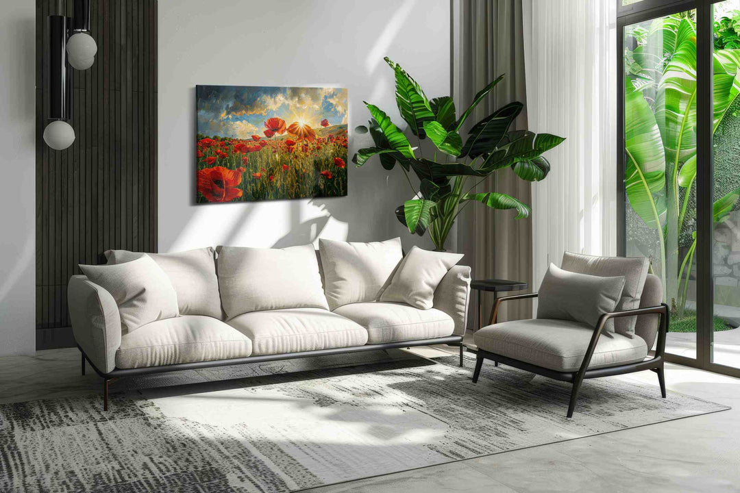 Emberfield at First Light - Poppy Wall Art, Floral Canvas Print, Flower Decor