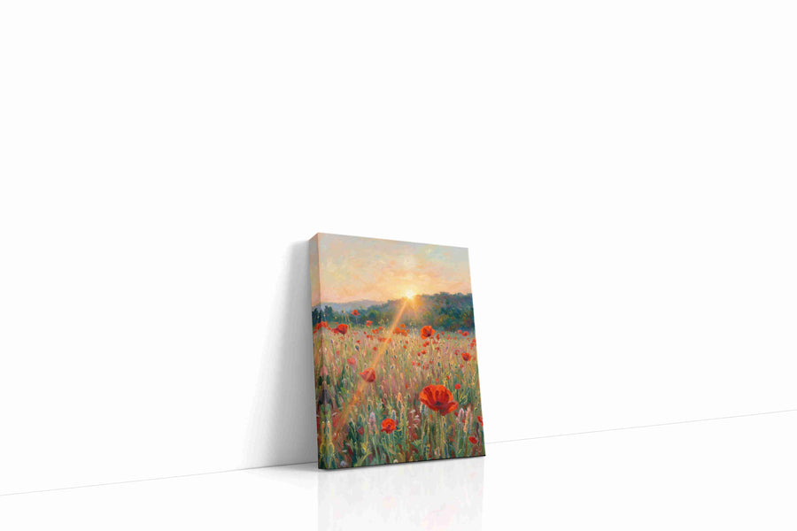 Sunlit Poppy Reverie poppy canvas wall art gallery-wrapped portrait canvas studio shot