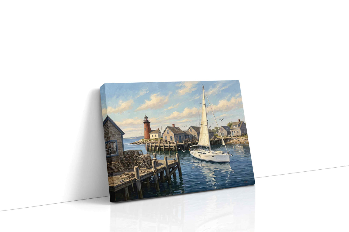 Harbor Light Reverie nautical canvas wall art gallery-wrapped landscape canvas studio shot