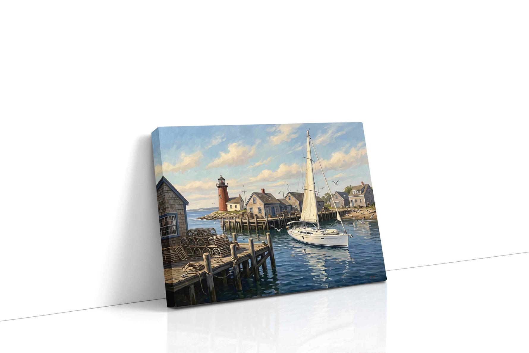 Harbor Light Reverie nautical canvas wall art gallery-wrapped landscape canvas studio shot