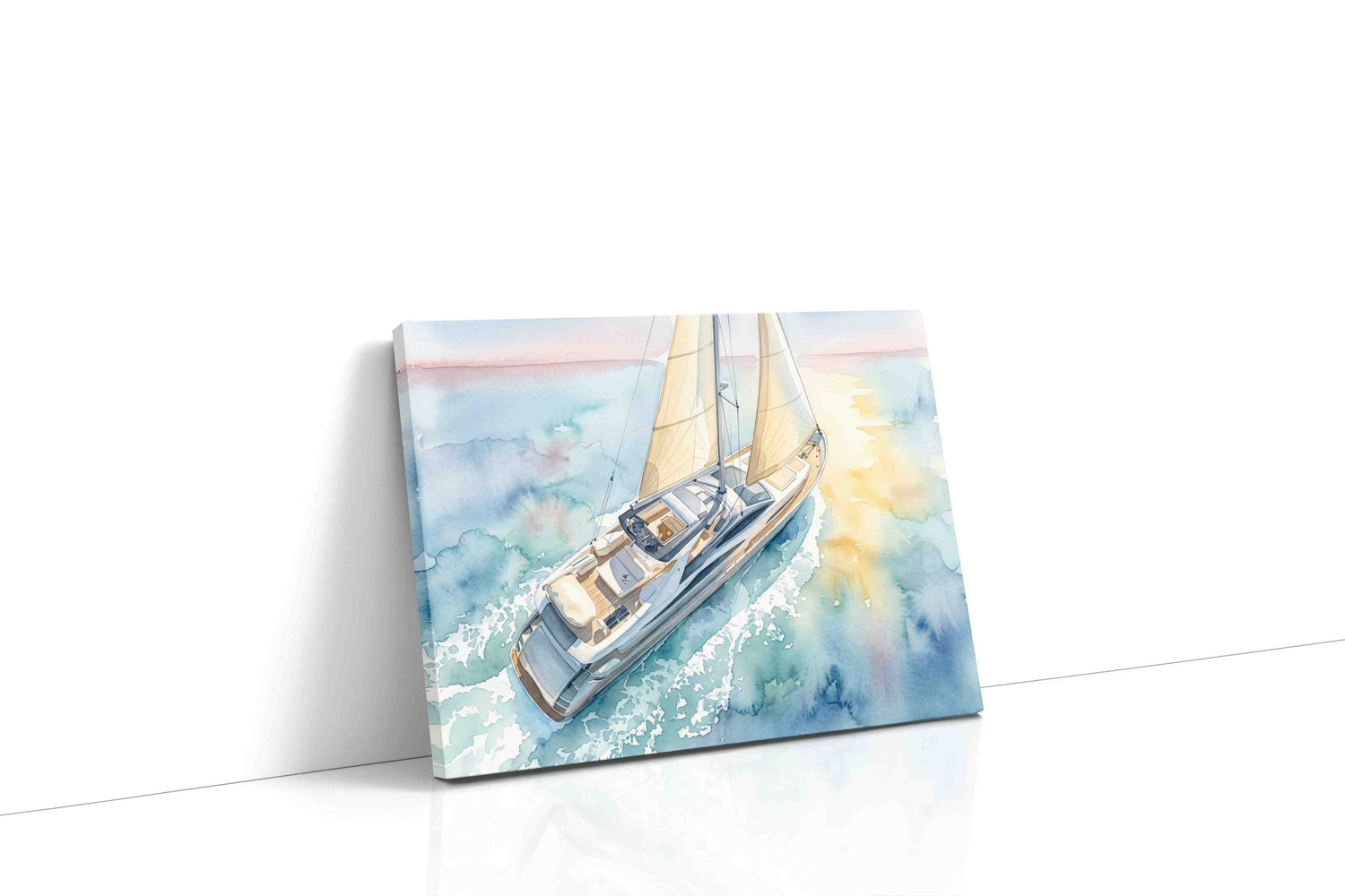 Sunwash Serenity Under Sail nautical canvas wall art gallery-wrapped landscape canvas studio shot