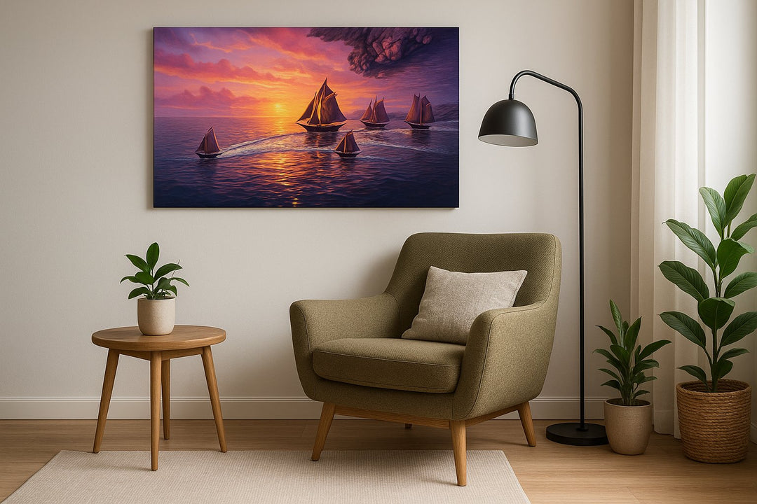 Velvet Tides at Sundown - Nautical Wall Art, Sailing Canvas Print, Maritime Decor