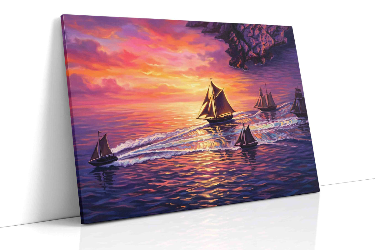 Velvet Tides at Sundown nautical canvas wall art gallery-wrapped landscape canvas studio shot
