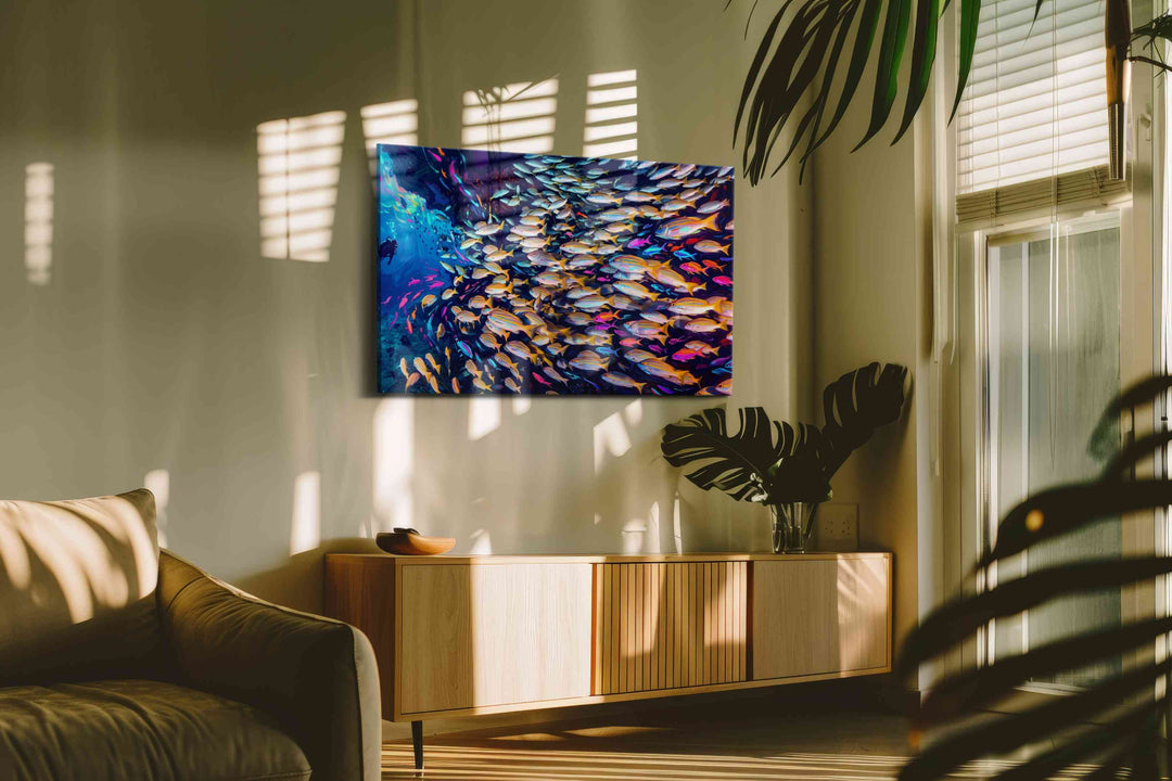 Neon Reef Rhapsody - Sea Life Wall Art, Marine Canvas Print, Ocean Animal Art