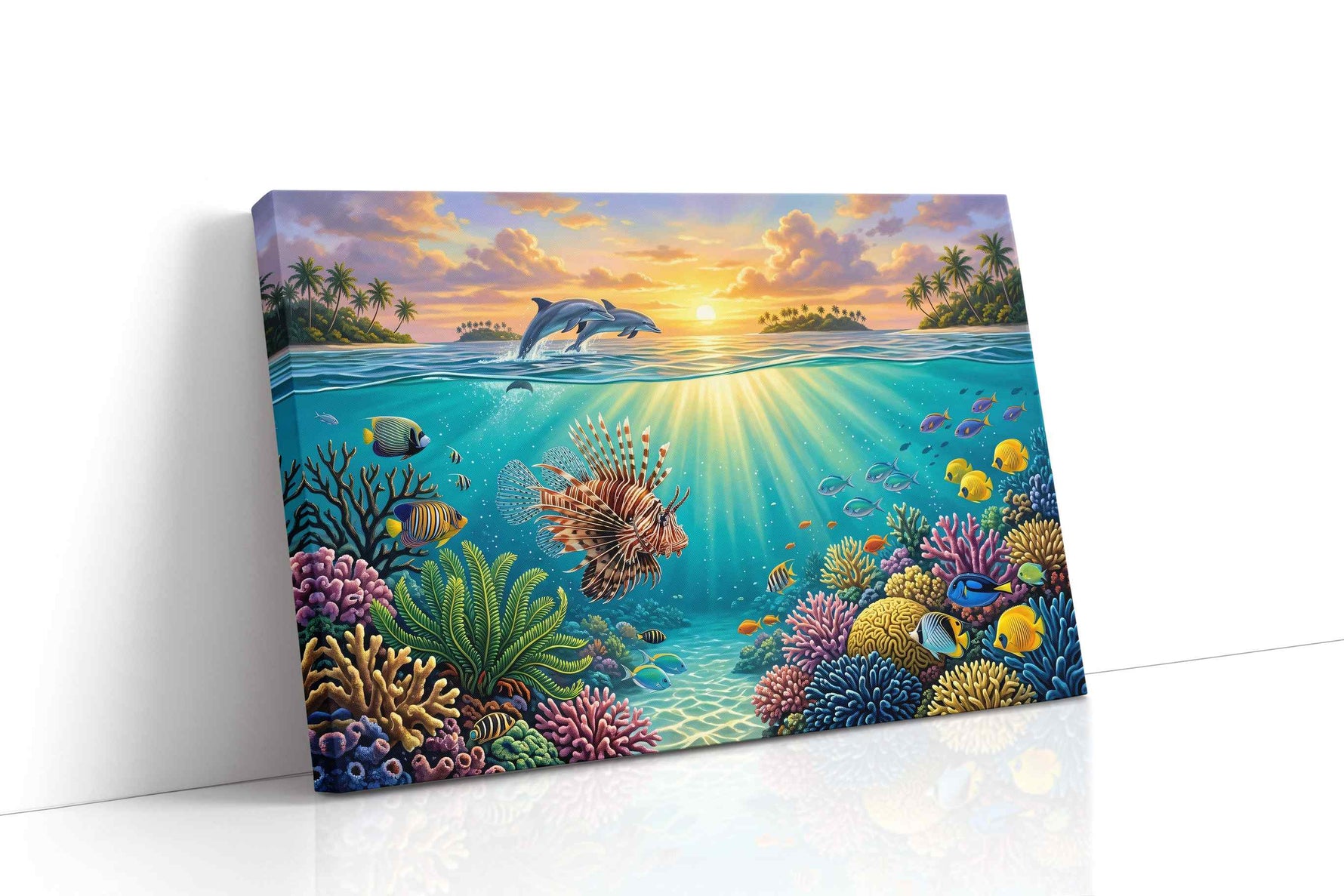 Sunlit Symphony Reef sea life canvas wall art gallery-wrapped landscape canvas studio shot