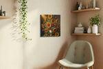 Gilded Nocturne in Bloom sunflower canvas wall art styled in a living room