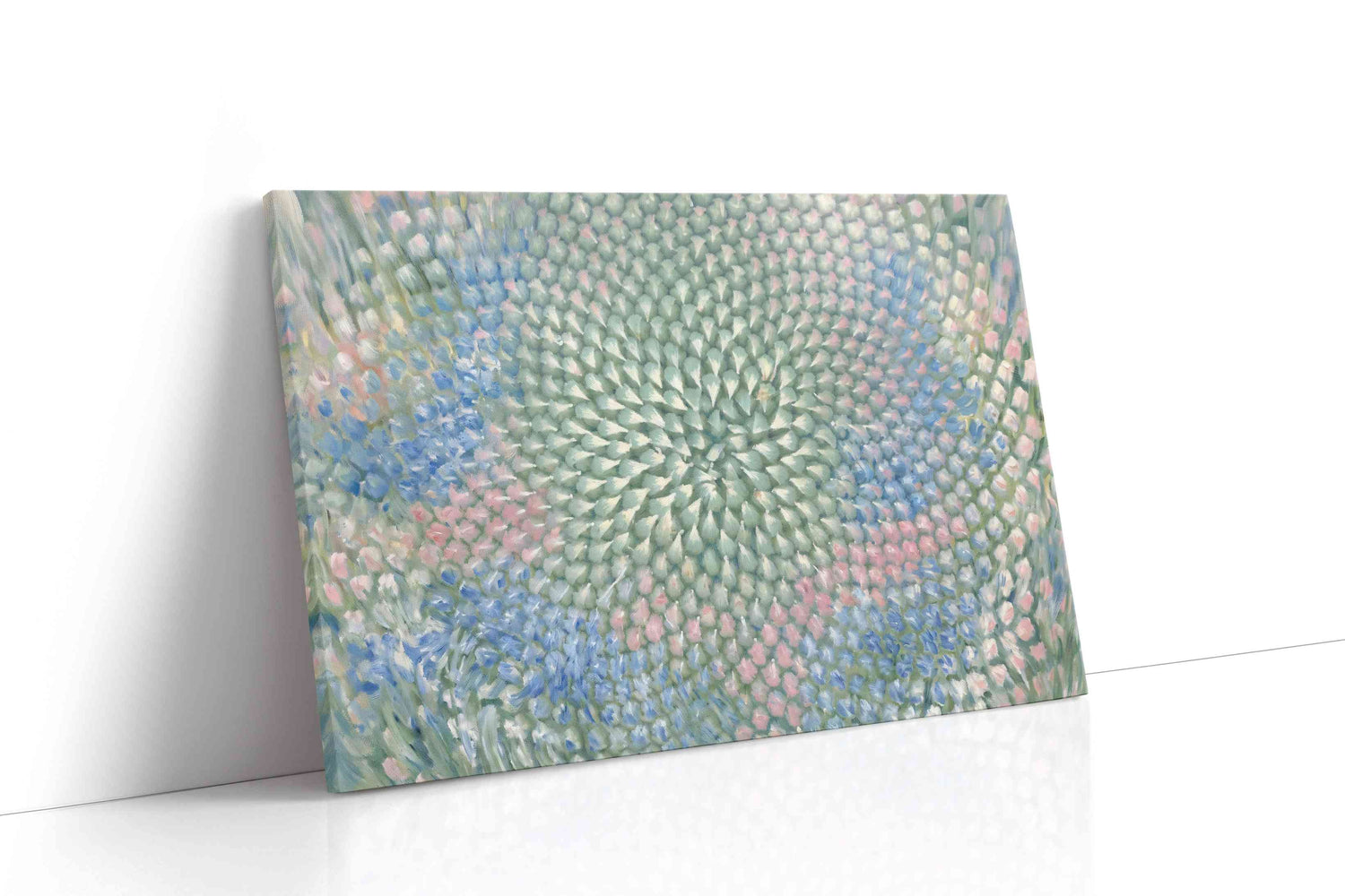 Pastel Bloom Vortex sunflower canvas wall art gallery-wrapped landscape canvas studio shot