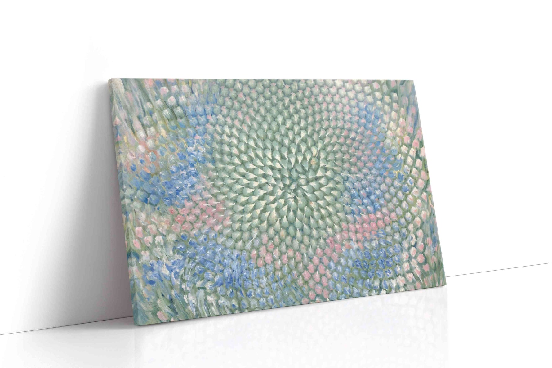 Pastel Bloom Vortex sunflower canvas wall art gallery-wrapped landscape canvas studio shot