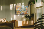 Sunlit Petal Reverie sunflower canvas wall art in a contemporary interior mockup
