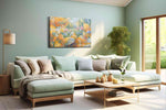 Sunlit Petal Reverie sunflower canvas wall art shown hanging in a styled interior