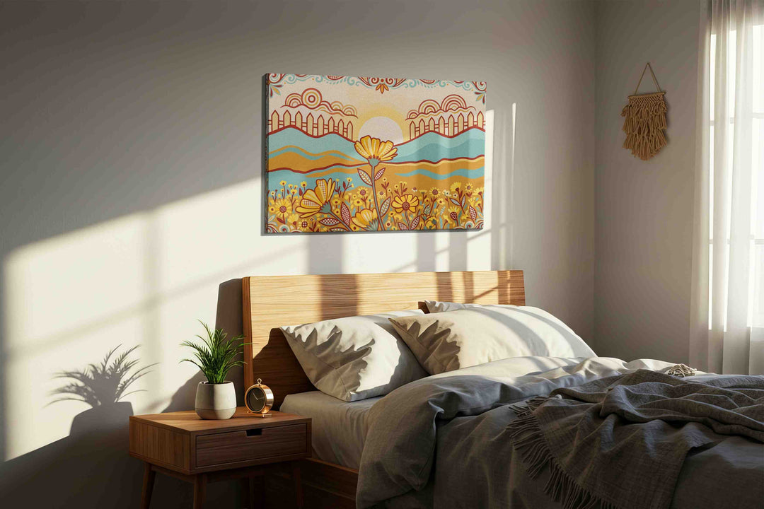 Sunrise Over Marigold Meadow - Sunflower Wall Art, Floral Canvas Print, Flower Decor