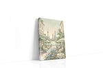 Shanghai Café Serenade urban canvas wall art displayed above a sofa in a modern living room