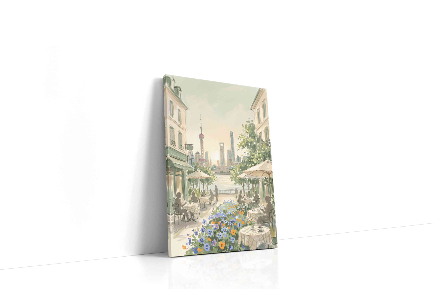 Shanghai Café Serenade urban canvas wall art gallery-wrapped portrait canvas studio shot