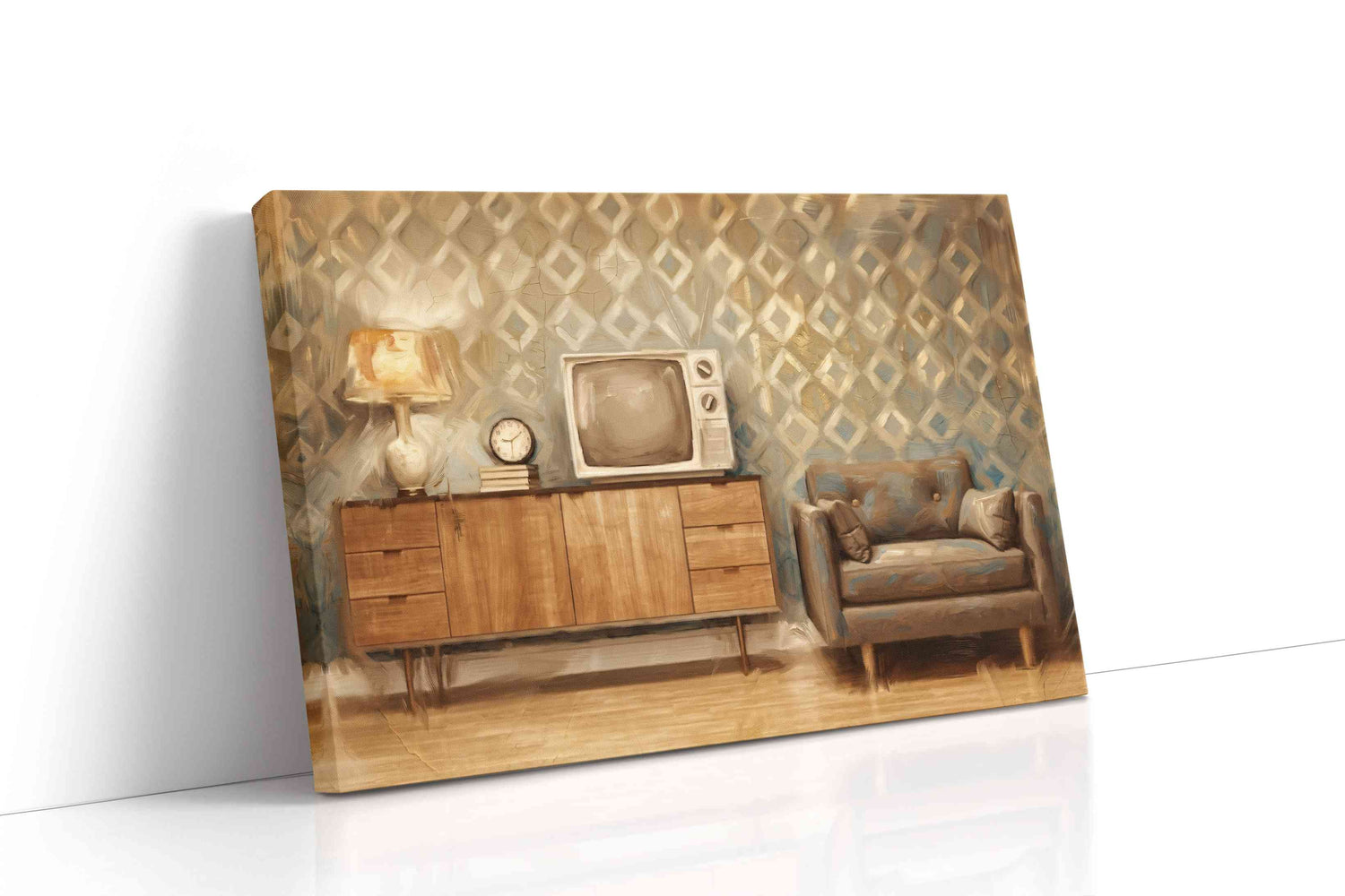 Broadcasts in Amber Light vintage canvas wall art gallery-wrapped landscape canvas studio shot