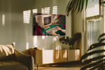 Deco Dawn of Digital vintage canvas wall art in a contemporary interior mockup