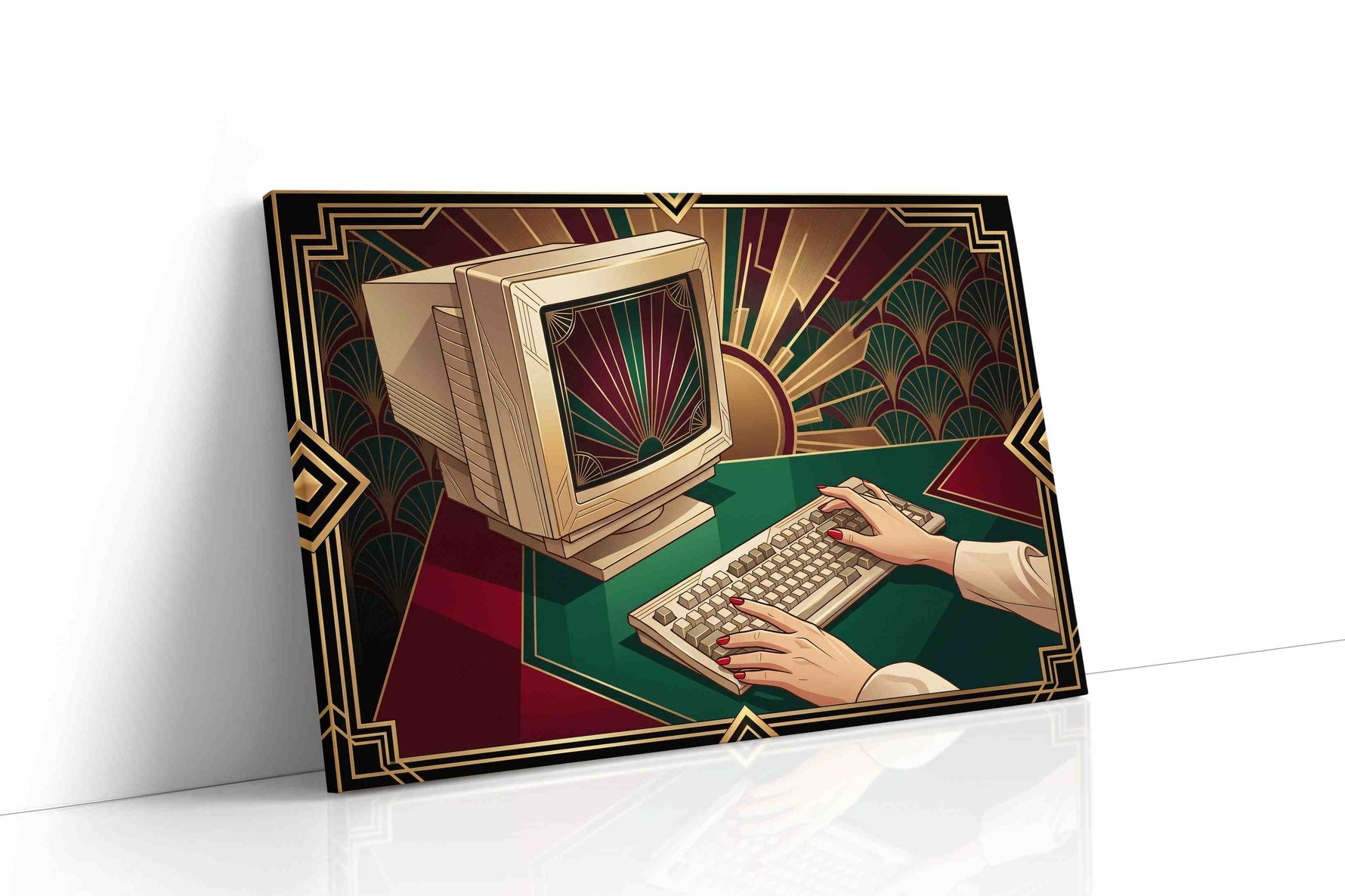 Deco Dawn of Digital vintage canvas wall art gallery-wrapped landscape canvas studio shot