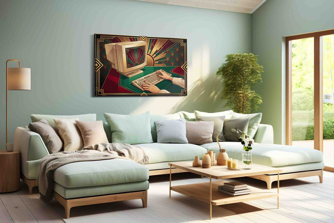 Deco Dawn of Digital - Vintage Wall Art, Retro Canvas Print, Classic Decor