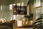 Candlelit Bordeaux Reverie wine canvas wall art shown hanging in a styled interior