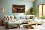 Candlelit Bordeaux Reverie wine canvas wall art shown in a wall scene