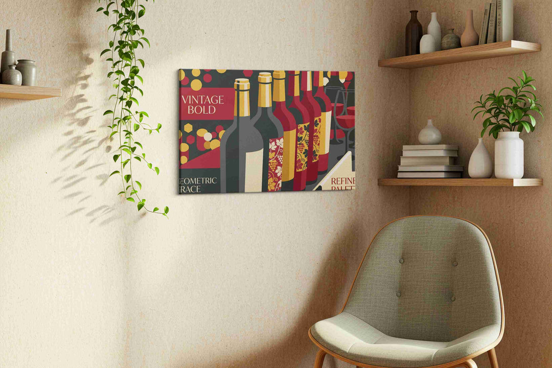 Cellar Nocturne in Garnet - Wine Wall Art, Kitchen Canvas Print, Bar Decor