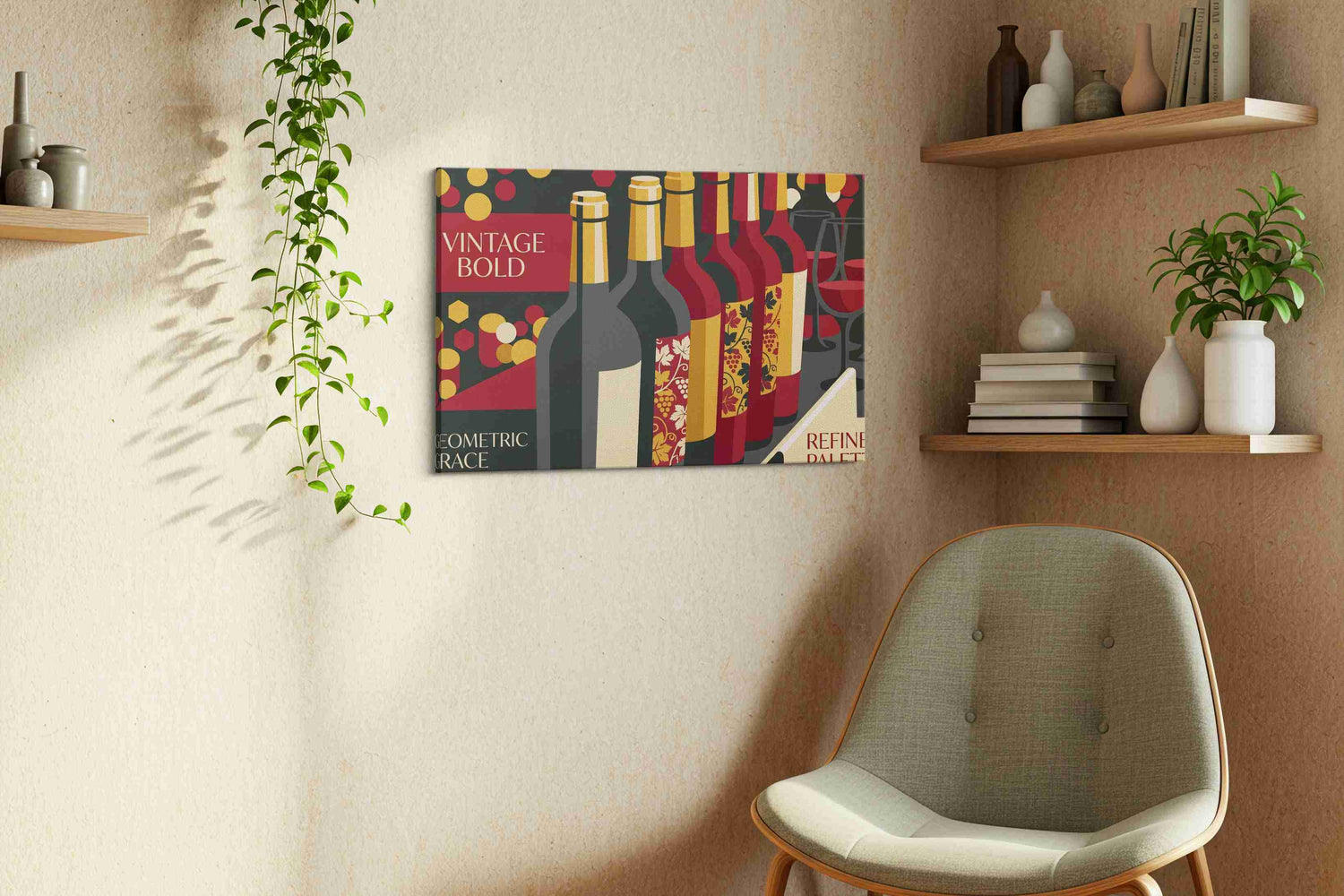 Cellar Nocturne in Garnet - Wine Wall Art, Kitchen Canvas Print, Bar Decor