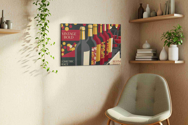 Cellar Nocturne in Garnet - Wine Wall Art, Kitchen Canvas Print, Bar Decor