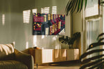 Cellar Nocturne in Garnet wine canvas wall art shown hanging in a sleek modern interior