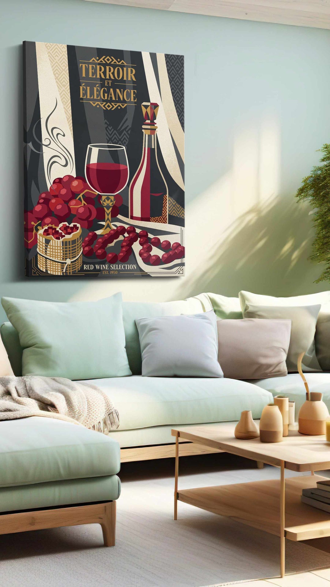 Terroir in Velvet Crimson - Wine Wall Art, Kitchen Canvas Print, Bar Decor