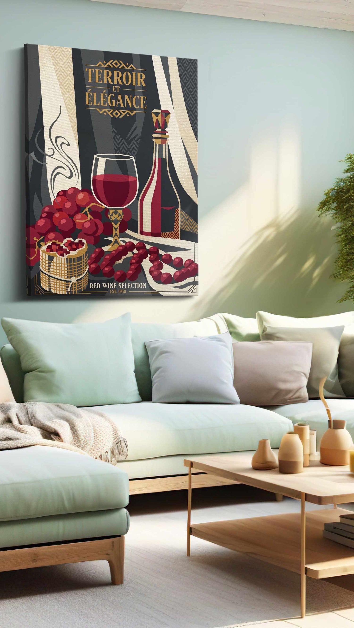 Terroir in Velvet Crimson - Wine Wall Art, Kitchen Canvas Print, Bar Decor