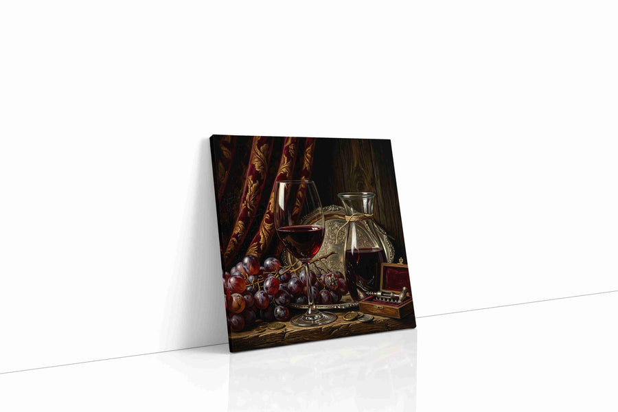 Velvet Bacchus Stillness wine canvas wall art gallery-wrapped square canvas studio shot