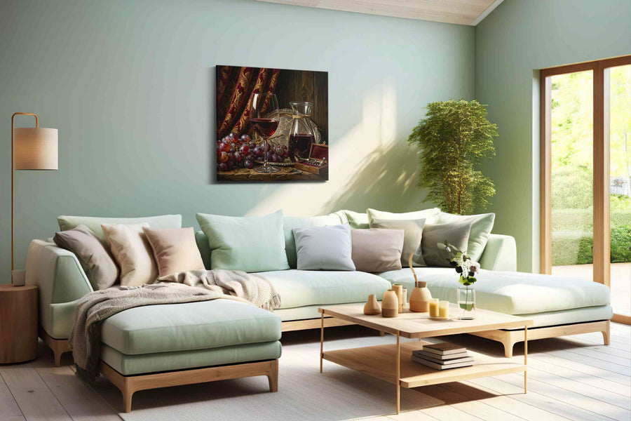 Velvet Bacchus Stillness - Wine Wall Art, Kitchen Canvas Print, Bar Decor